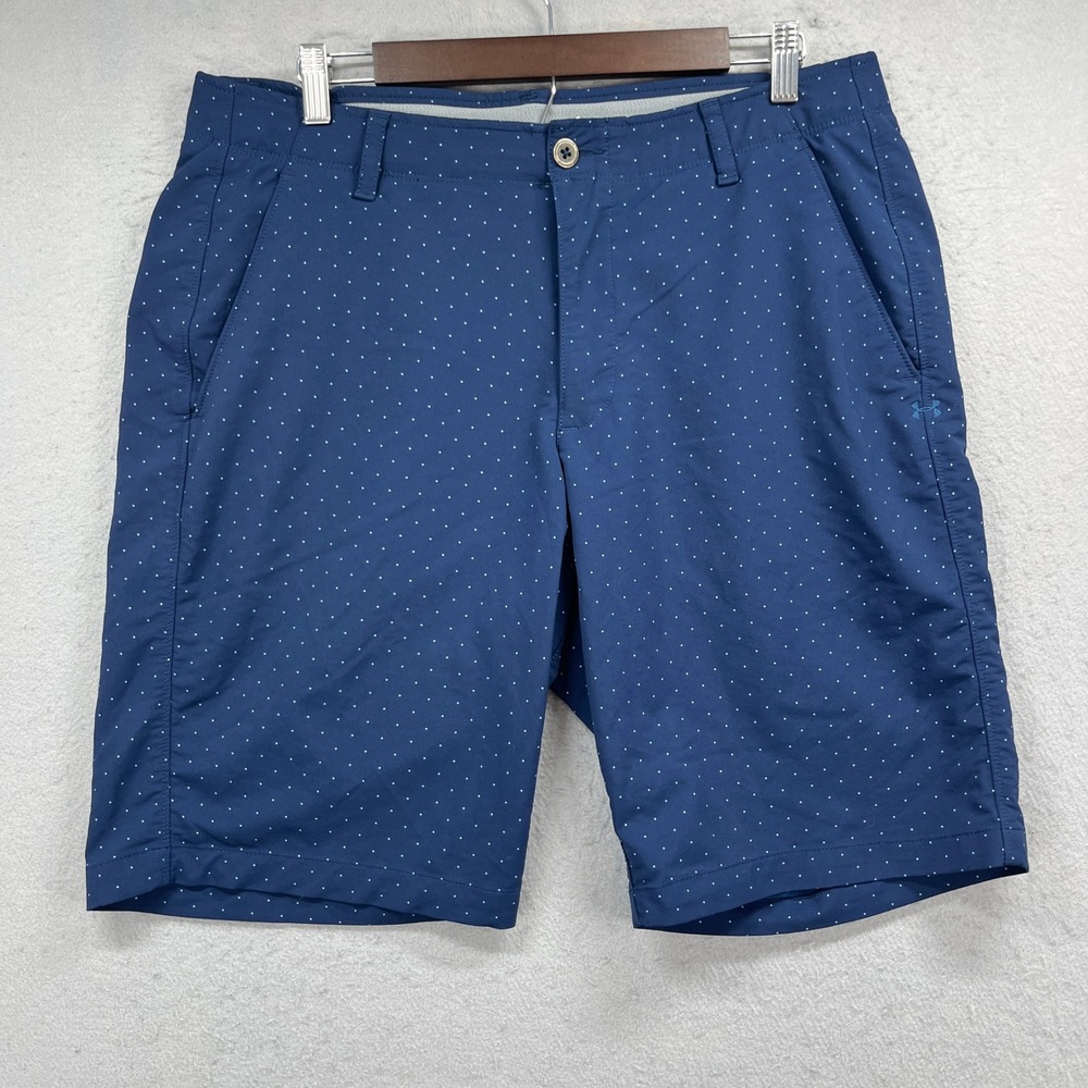 Under Armour Golf Shorts Mens 36 Blue Polka Dot HeatGear Performance Active Tech